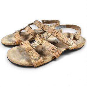 Vionic Womens Amber Sandals Gold Cork Slingback Strappy Vacation Neutral Size 6